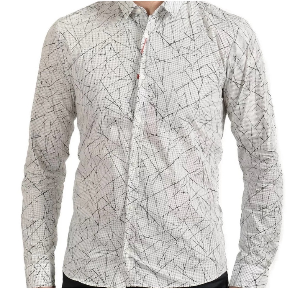 Hugo Boss White Abstract Pattern Shirt